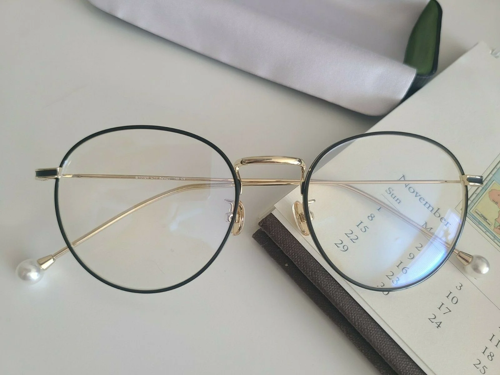 Black and Gold Titanium Blue light filter Eyeglasses for Women 4