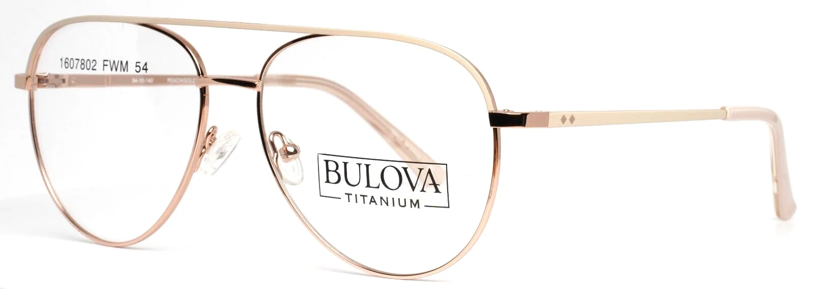 BULOVA Pearland Peach Gold Womens Aviator Full Rim Eyeglasses 54-15-140 B:48
