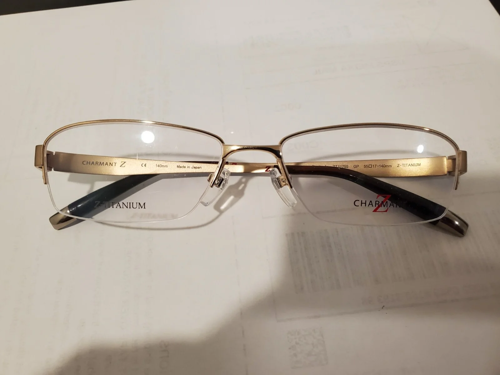 CHARMANT ZT11755 GP GOLD Mens TITANIUM Eyeglasses 55/17/140MM B29MM NEW JAPAN 3