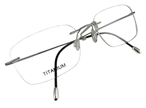 Circleperson Rimless Titanium Eyeglass frames Men Hingeless Light weight 55-18-140 (Lens width 55 mm, Gray)