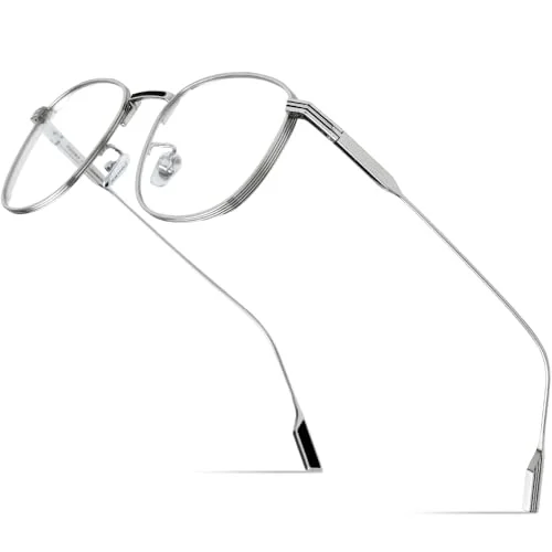 FONEX Titanium Glasses Frame,Myopia Optical Eyeglass Frame for Men and Women 8517 (Silver)
