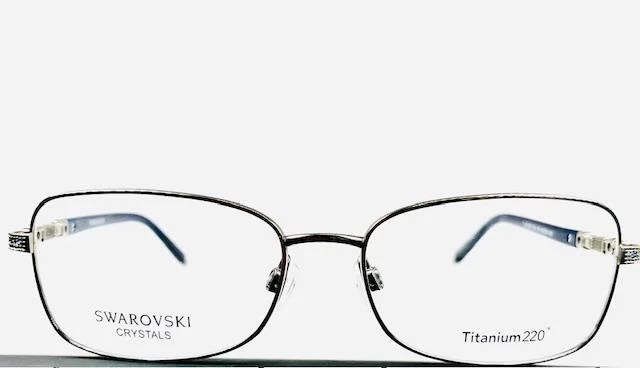 New Titanium220 T220-08 Silver & Blue Eyeglasses w/Swarovski Crystals 54/16/135