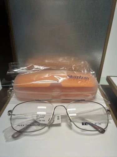 NWT Ti Flex MC T1039 Eyeglasses Frames 57-18-145 Silver Brown Flex Titanium