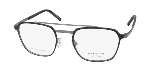 Oga 10180o Titanium Flex Metal Eyeglass Frame/Glasses Lightweight Allergy Free [52-21-145, black/grey]