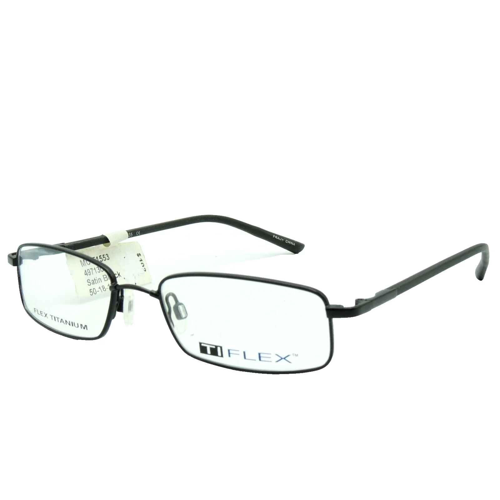 TI Flex T1553 1553 Satin Black Eyeglass Frames 50 18 135