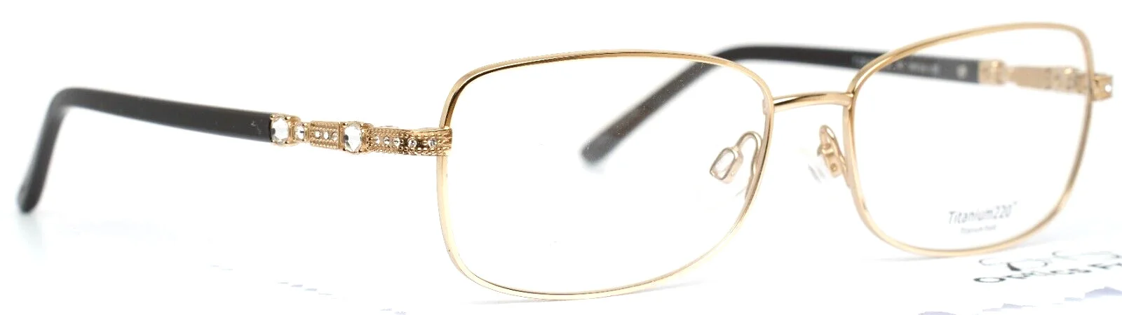 TITANIUM 220 T220-08 40 Gold Womens Rectangle Full Rim Eyeglasses 54-16-135 B:36 4