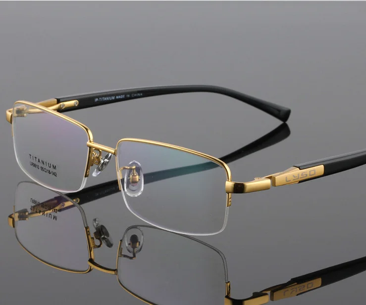 Titanium Eyeglass Frames Business Half-rim Glasses Men Spectacels Lightweight