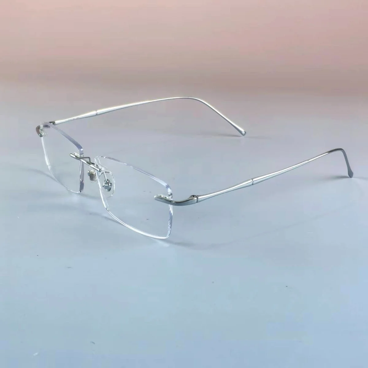 Ultralight Frameless Silver Eyeglasses β-Titanium Frames Anti-blue light Eyewear