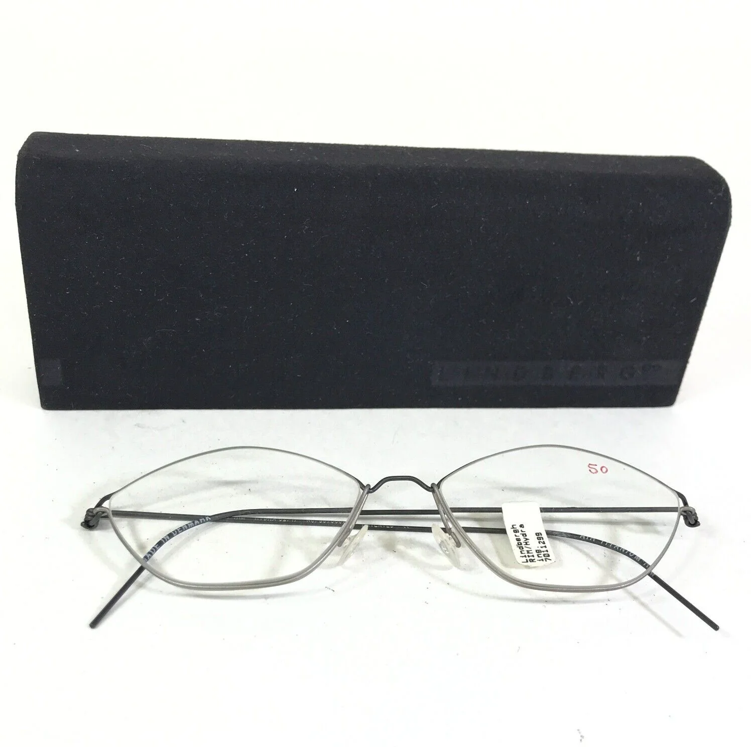 Vintage Lindberg Eyeglasses Frames Hydra Air Titanium Rim Gunmetal 52-17-130